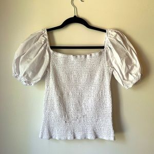 Smocked Top with Puff Sleeves